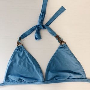 blue bikini top with details